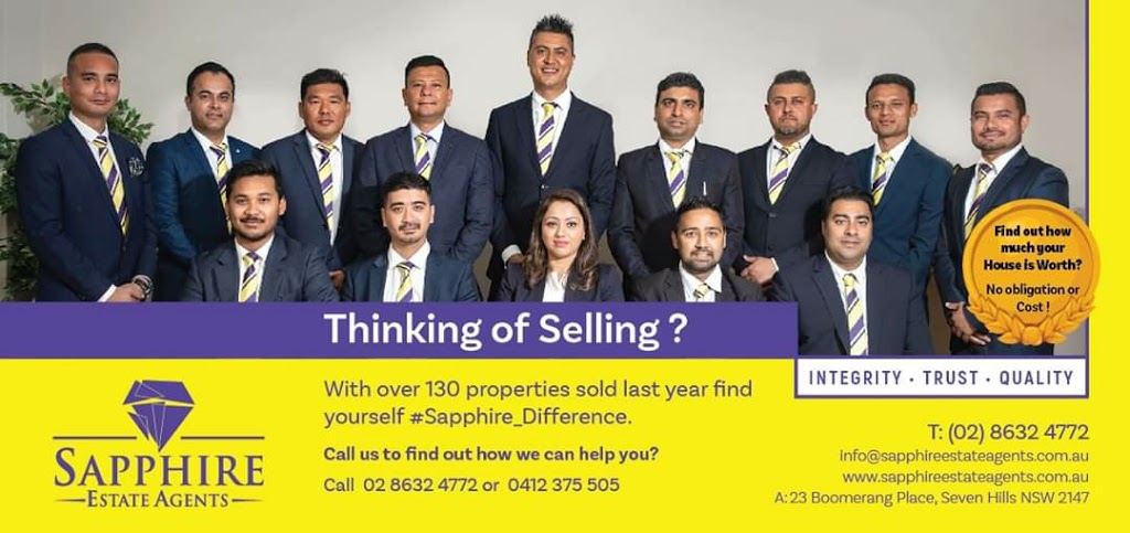 Sapphire Estate Agents | real estate agency | 23 Boomerang Pl, Seven Hills NSW 2147, Australia | 0450363232 OR +61 450 363 232