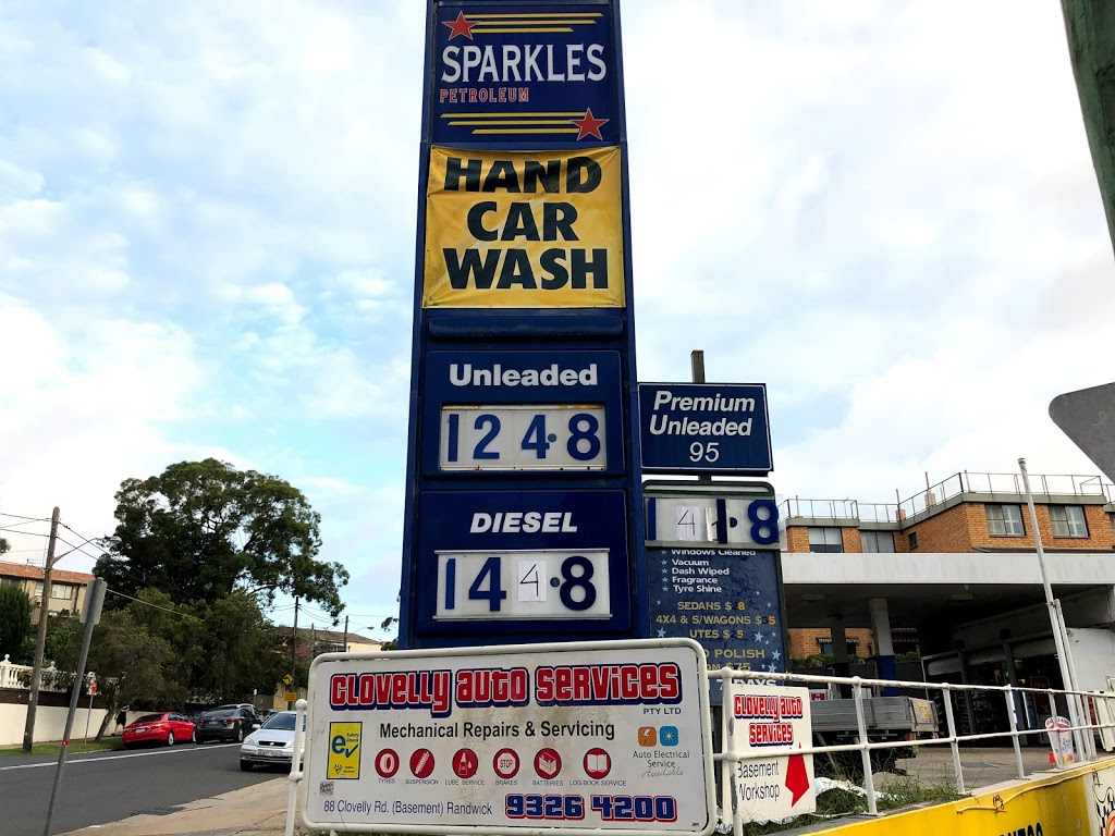 Sparkles Petroleum & Hand Car Wash | gas station | 88 Clovelly Rd, Randwick NSW 2031, Australia | 0293993311 OR +61 2 9399 3311