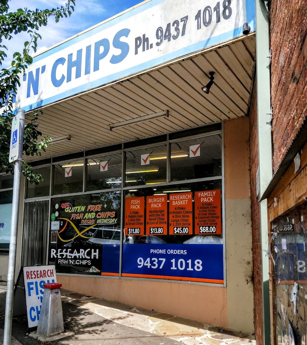 Research Fish n Chips | meal takeaway | 1536 Main Rd, Research VIC 3095, Australia | 0394371018 OR +61 3 9437 1018