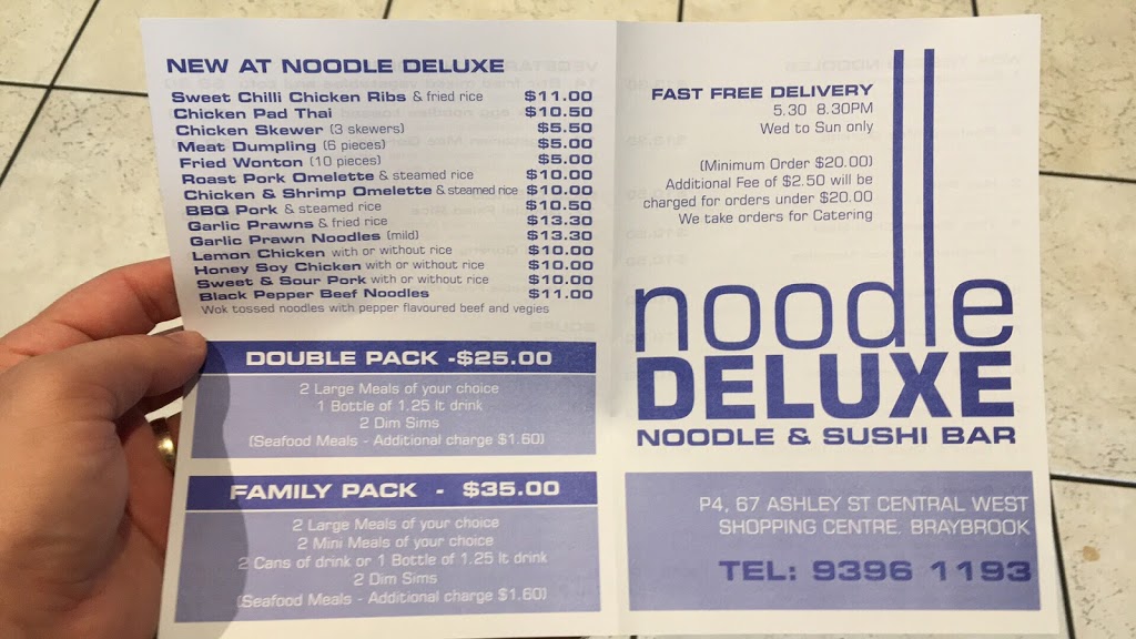 Noodle Deluxe | restaurant | Central West Shopping Centre & South Rd Braybrook VIC 3019 AU, p4/67 Ashley St, Braybrook VIC 3019, Australia | 0393961193 OR +61 3 9396 1193