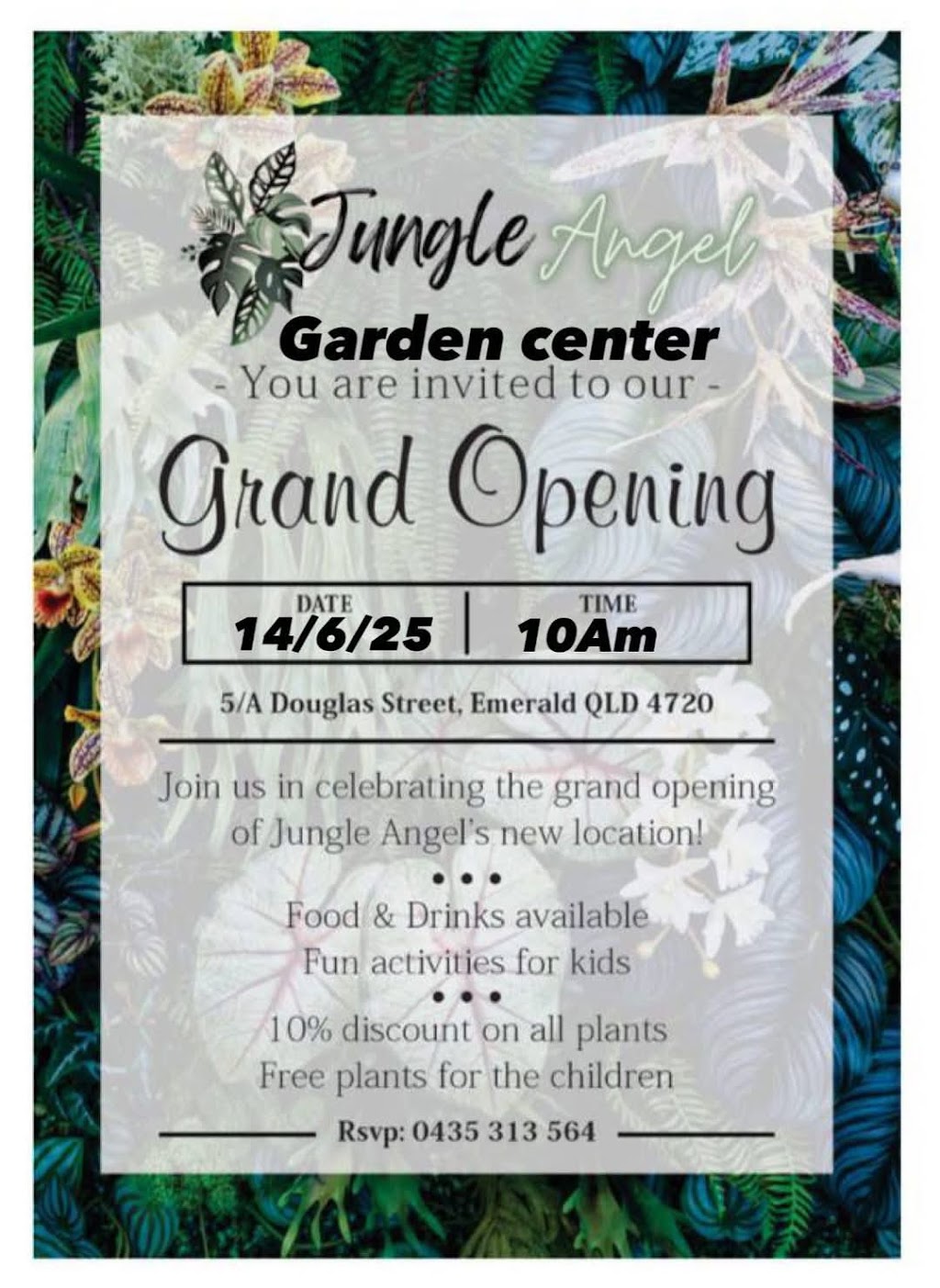 Jungle Angel Garden Centre | 5A Douglas St, Emerald QLD 4720, Australia | Phone: 0435 313 564 Jungle Angel Garden Centre | 5A Douglas St, Emerald QLD 4720, Australia | Phone: 0435 313 564