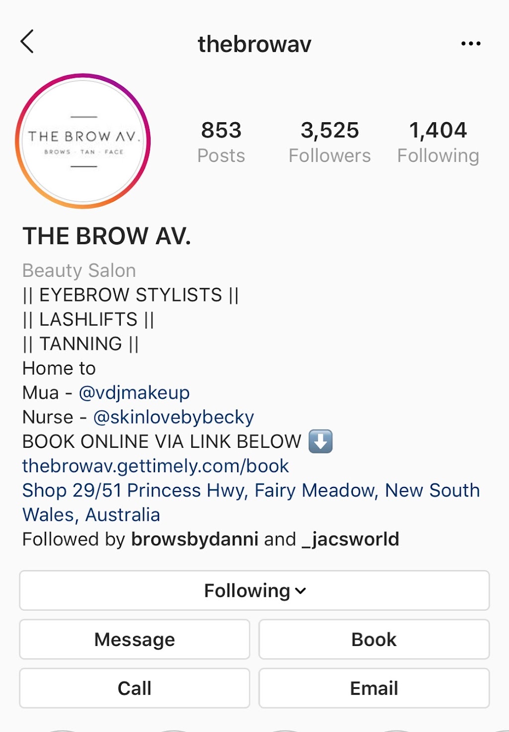 THE BROW AV. | beauty salon | Shop 29/51 Princes Hwy, Fairy Meadow NSW 2519, Australia | 0242843994 OR +61 2 4284 3994