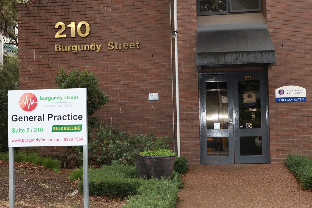 Burgundy Street Family Medical | 2/210 Burgundy St, Heidelberg VIC 3084, Australia | Phone: (03) 9998 7660