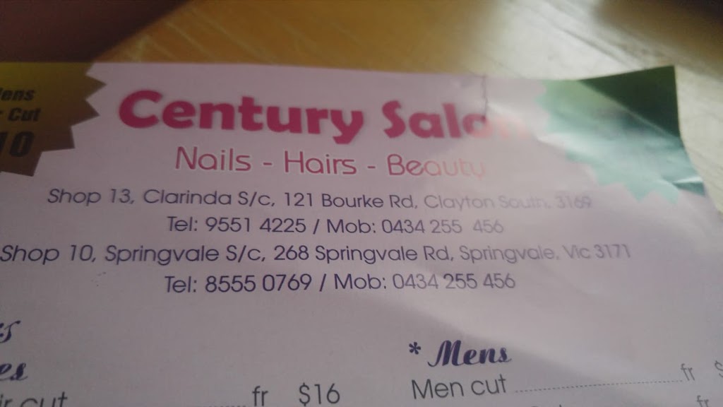 Century Hair And Nail Salon | 126 Bourke Rd, Clarinda VIC 3169, Australia | Phone: (03) 9551 4225