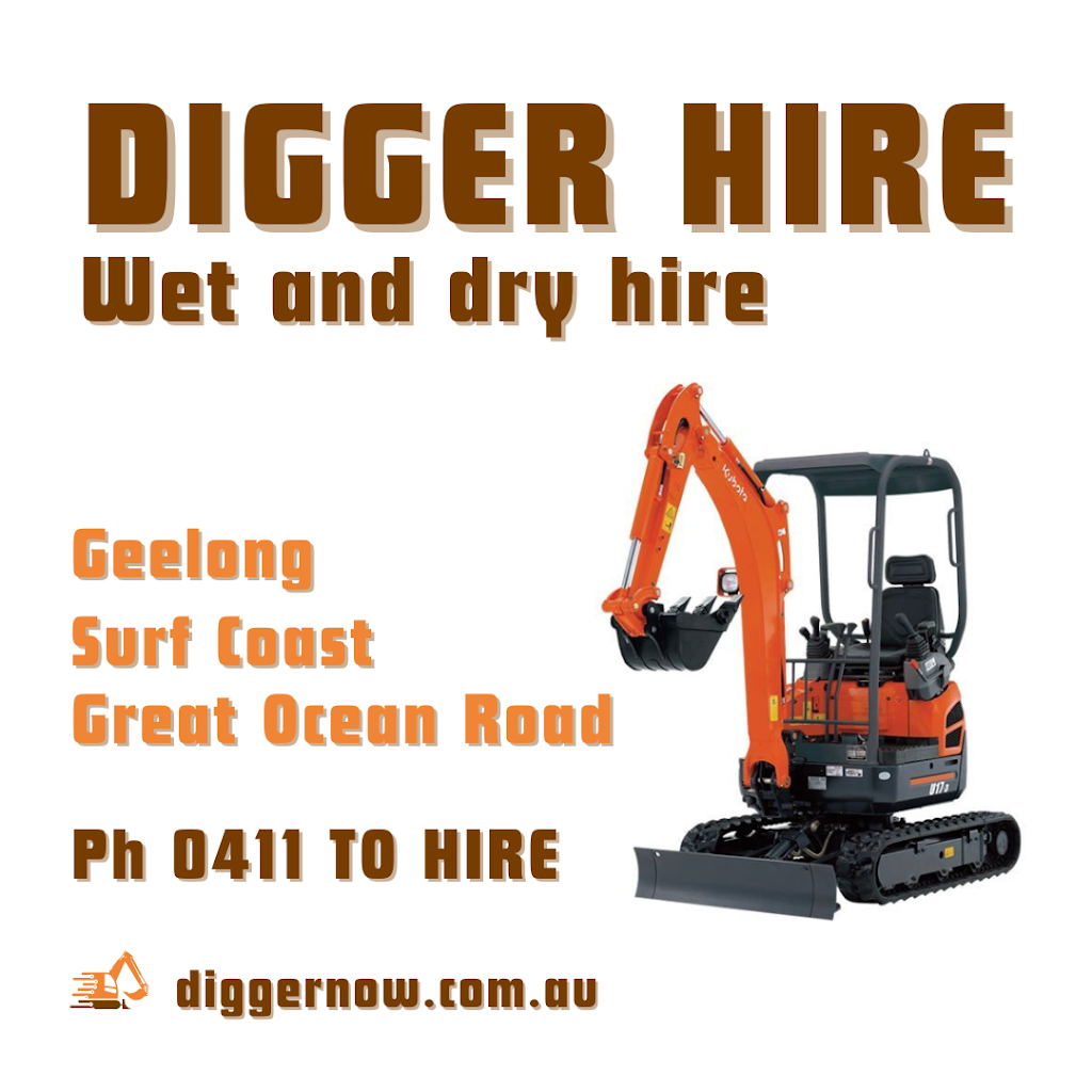 Digger Now | Surf Coast Excavator & Scissor Lift Hire | School Rd, Bellbrae VIC 3228, Australia | Phone: 0411 864 473