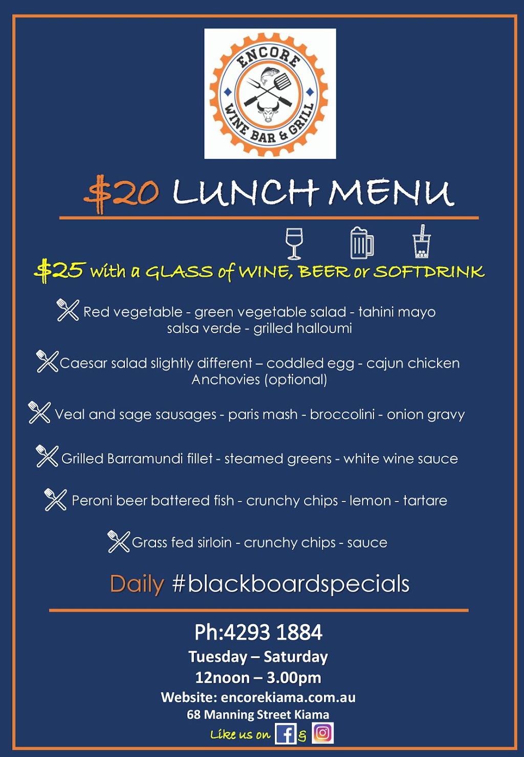 Encore Wine Bar & Grill 68 Manning St, Kiama NSW 2533, Australia