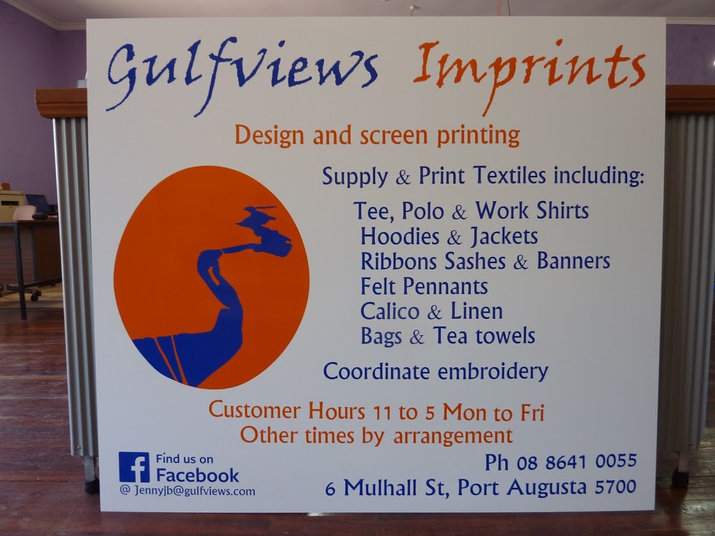 Gulfviews Imprints | store | 6 Mulhall St, Port Augusta SA 5700, Australia | 0886410055 OR +61 8 8641 0055