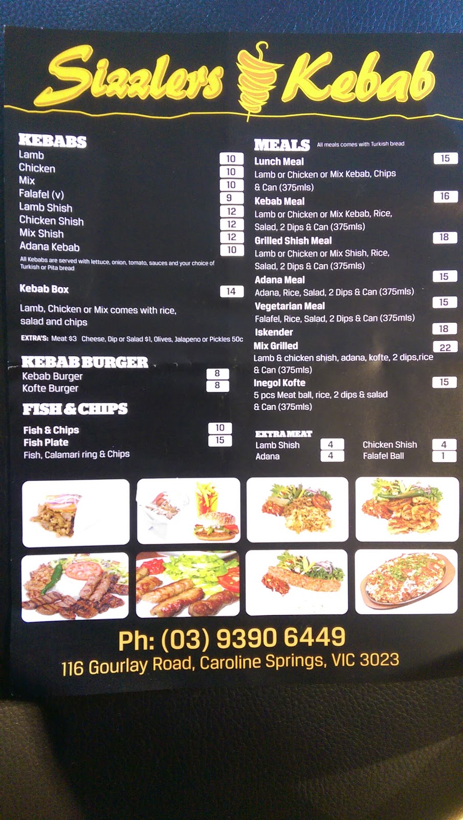 Sizzlers Kebab | restaurant | 116 Gourlay Rd, Caroline Springs VIC 3023, Australia | 0393906449 OR +61 3 9390 6449