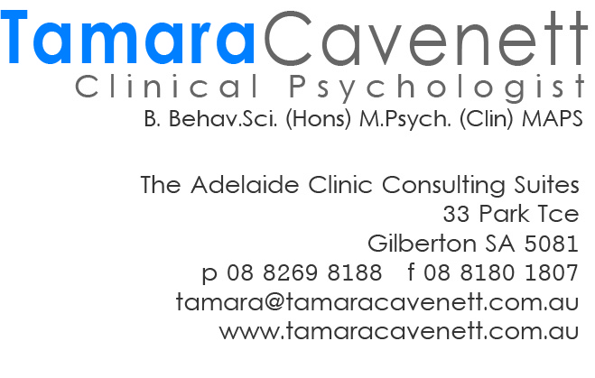 Tamara Cavenett | Clinical Psychologist | 33 Park Tce, Gilberton SA 5081, Australia | Phone: (08) 8269 8188