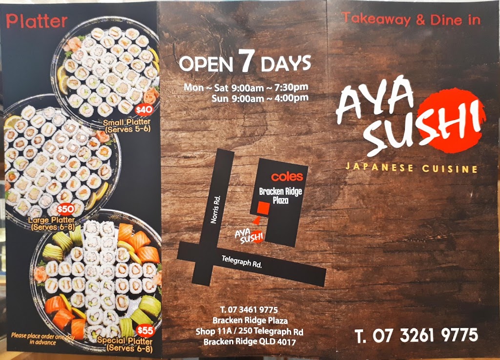 Aya sushi | restaurant | shop11a/250 Telegraph Rd, Bracken Ridge QLD 4017, Australia | 0736031772 OR +61 7 3603 1772