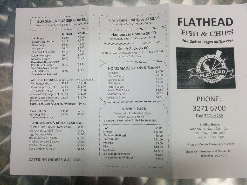 Flatheads Fish N Chips | restaurant | 8/209 Progress Rd, Richlands QLD 4077, Australia | 0732716700 OR +61 7 3271 6700