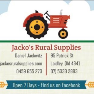 Jacko’s Rural Supplies | store | 95 Patrick St, Laidley QLD 4341, Australia | 0753332883 OR +61 7 5333 2883
