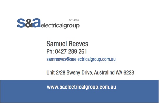 S & A Electrical Group | 2/28 Sweny Dr, Australind WA 6233, Australia | Phone: 0427 289 261