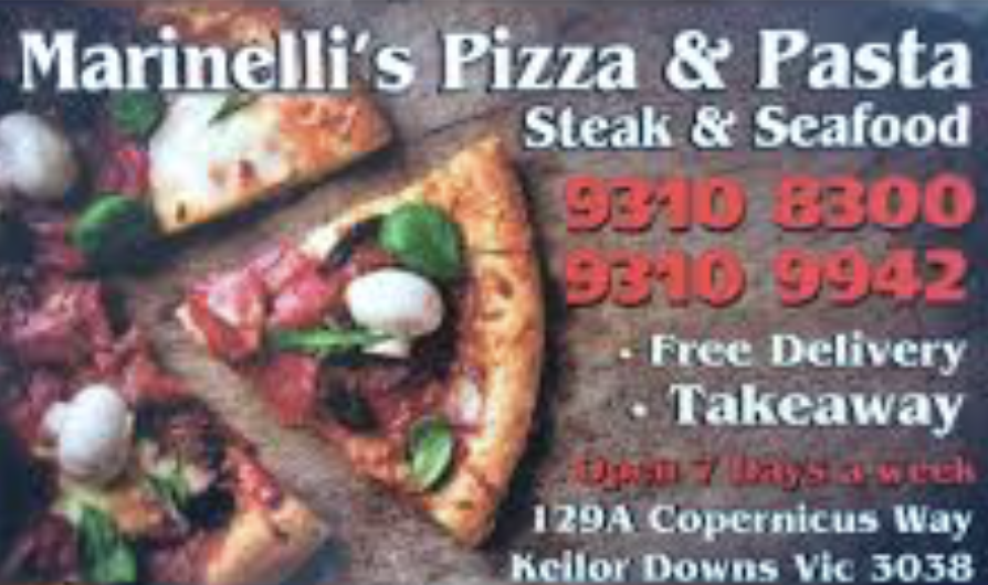 Marinellis Pizza & Pasta | meal takeaway | 129A Copernicus Way, Keilor Downs VIC 3038, Australia | 0393108300 OR +61 3 9310 8300
