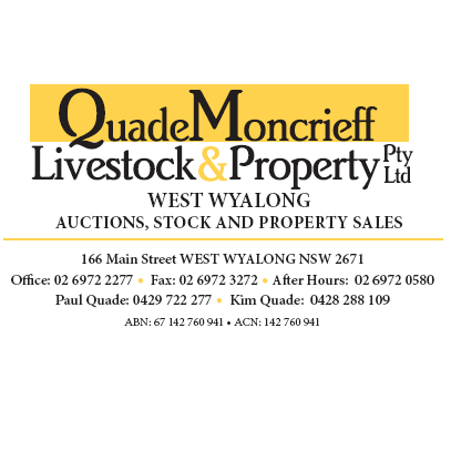 Quade Moncrieff Livestock & Property Pty Ltd | 166 Main St, West Wyalong NSW 2671, Australia | Phone: (02) 6972 2277