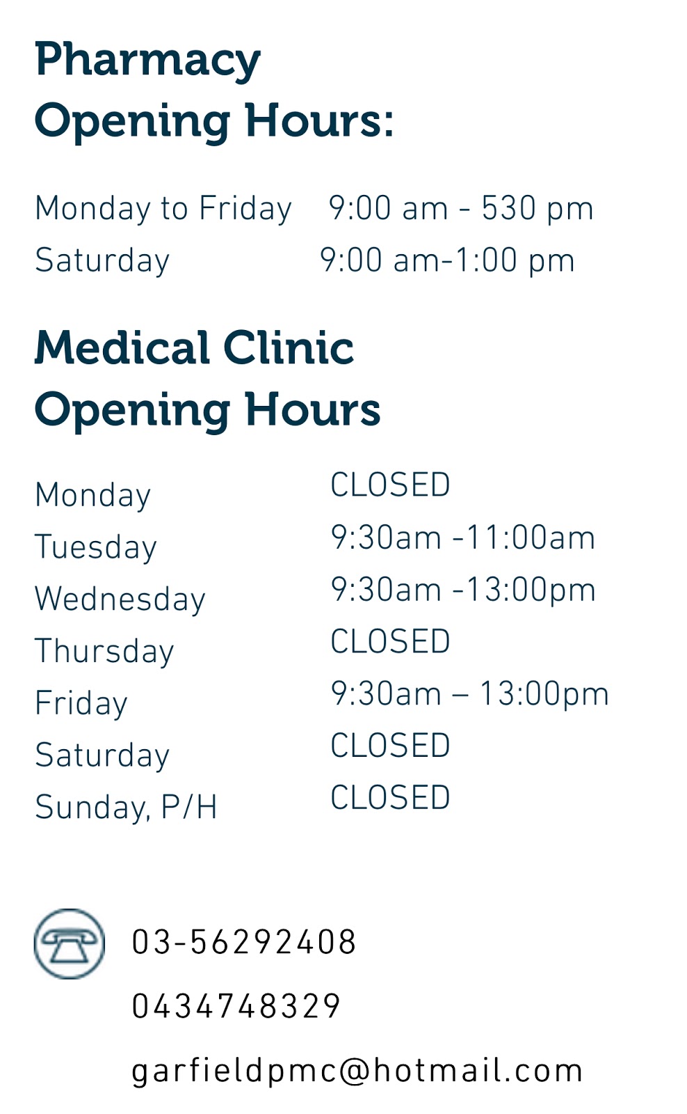 Garfield Pharmacy Medical Centre | hospital | 75 Main St, Garfield VIC 3814, Australia | 0434748329 OR +61 434 748 329