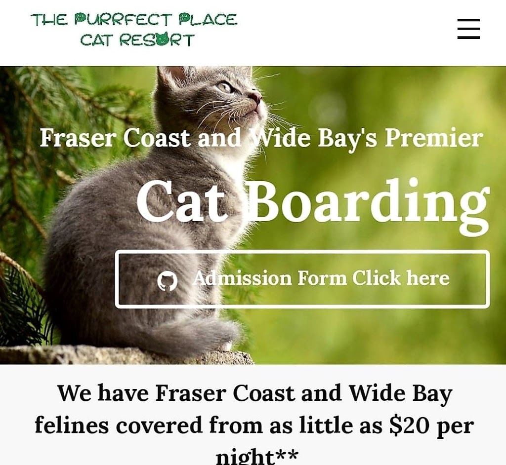 The Purrfect Place Cat Resort | 88 Green Acres Rd, Dundowran QLD 4655, Australia | Phone: 0415 621 030