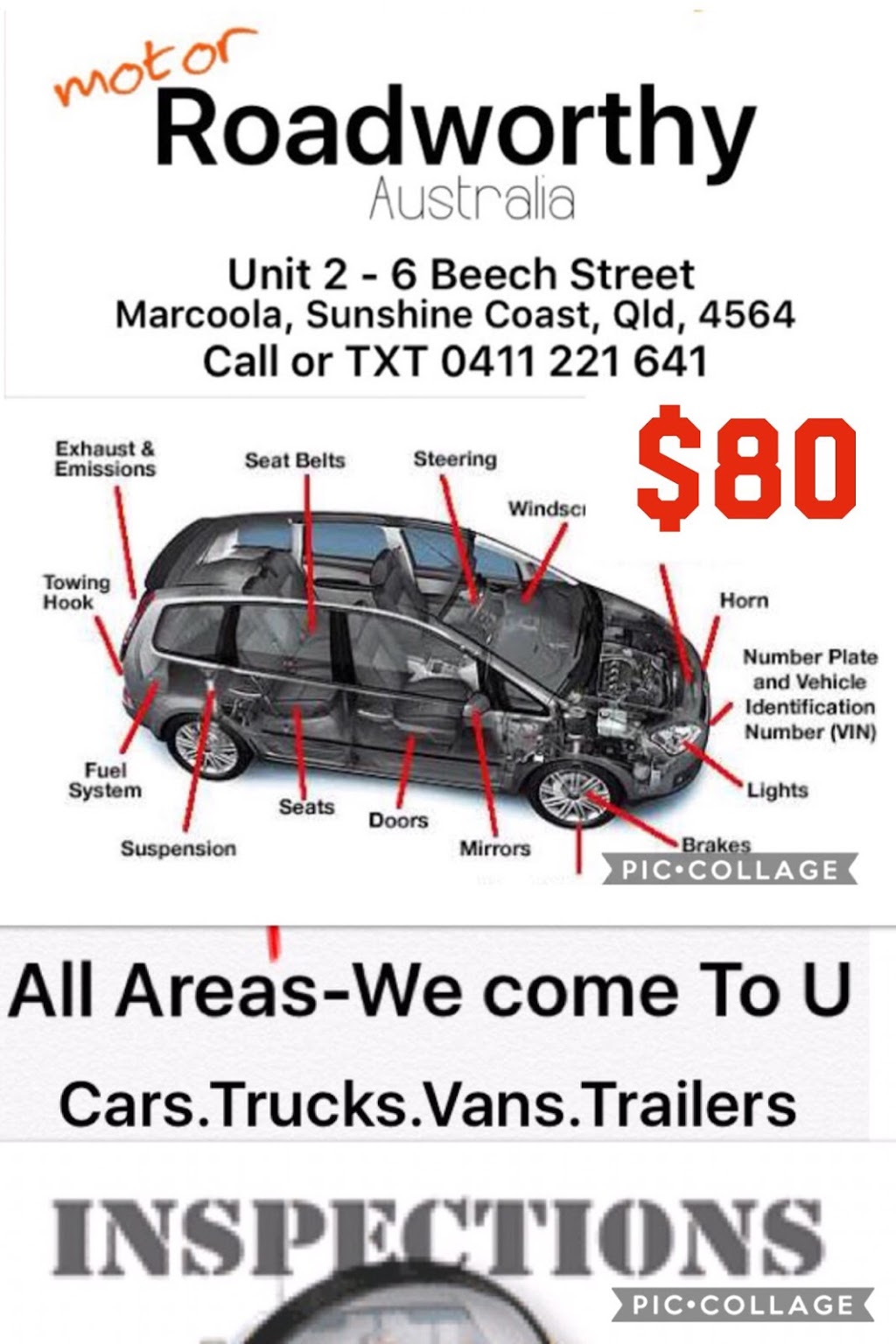 MOTOR ROADWORTHY AUSTRALIA $70 | car repair | UNIT 2/6 Beech St, Marcoola QLD 4564, Australia | 0424191973 OR +61 424 191 973