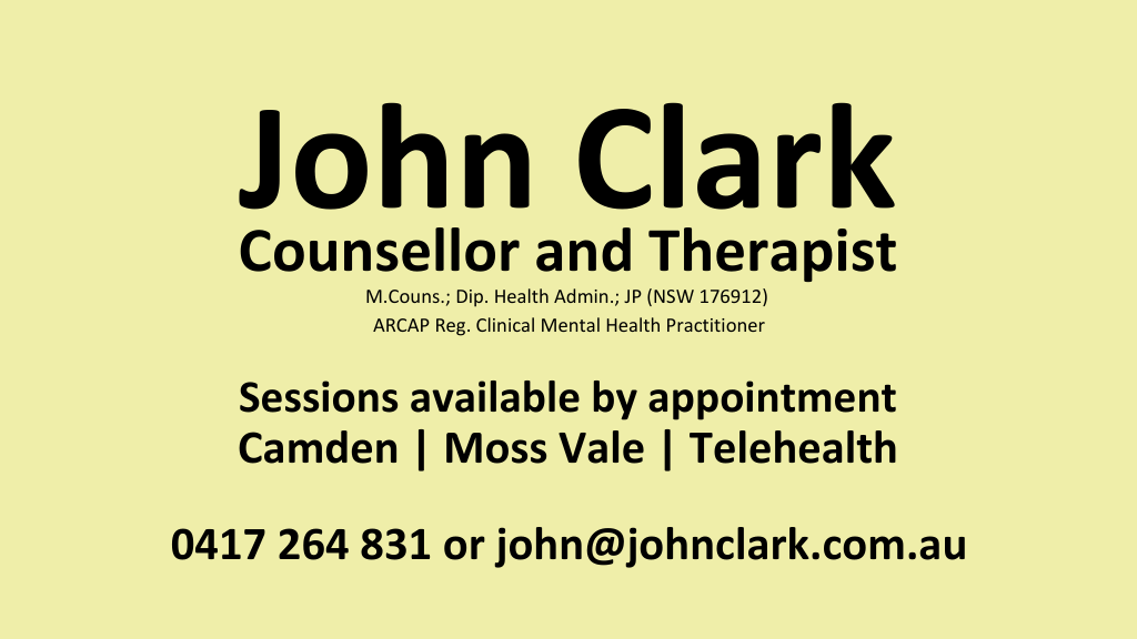 John Clark - Counsellor and Therapist | 1 Watkins Dr, Moss Vale NSW 2577, Australia | Phone: 0417 264 831