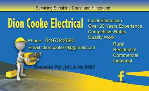 Dion Cooke Electrical | electrician | Old Bruce Hwy, Kybong QLD 4570, Australia | 0497342690 OR +61 497 342 690