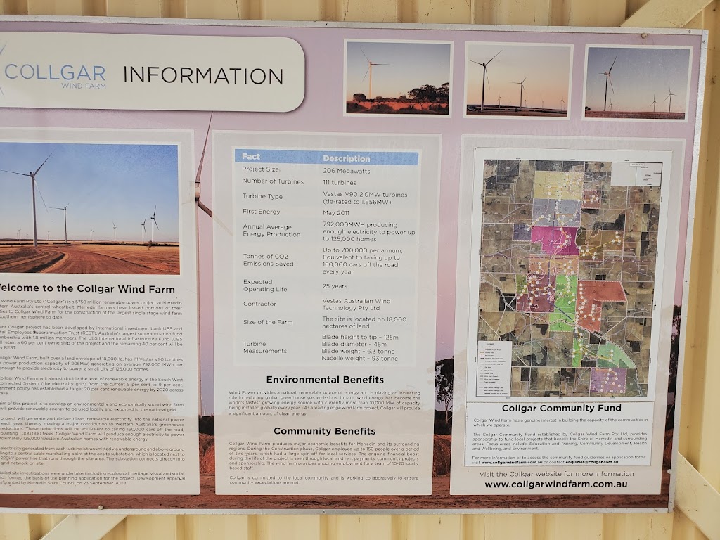 Collgar Wind Farm Information Display | Bulls Head Rd, Norpa WA 6415, Australia | Phone: (08) 9486 4152