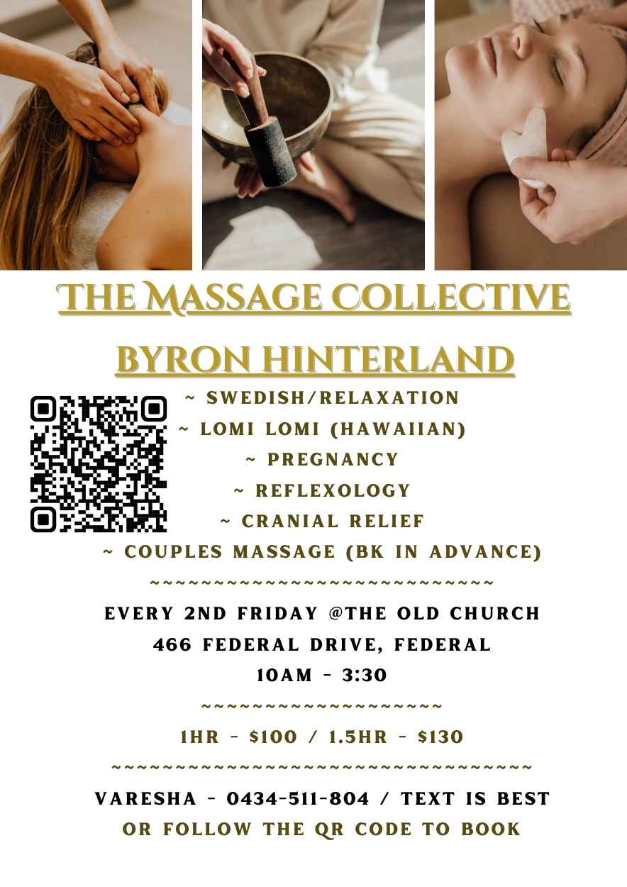 The Massage Collective Byron Hinterland | 466 Federal Dr, Federal NSW 2480, Australia | Phone: 0434 511 804