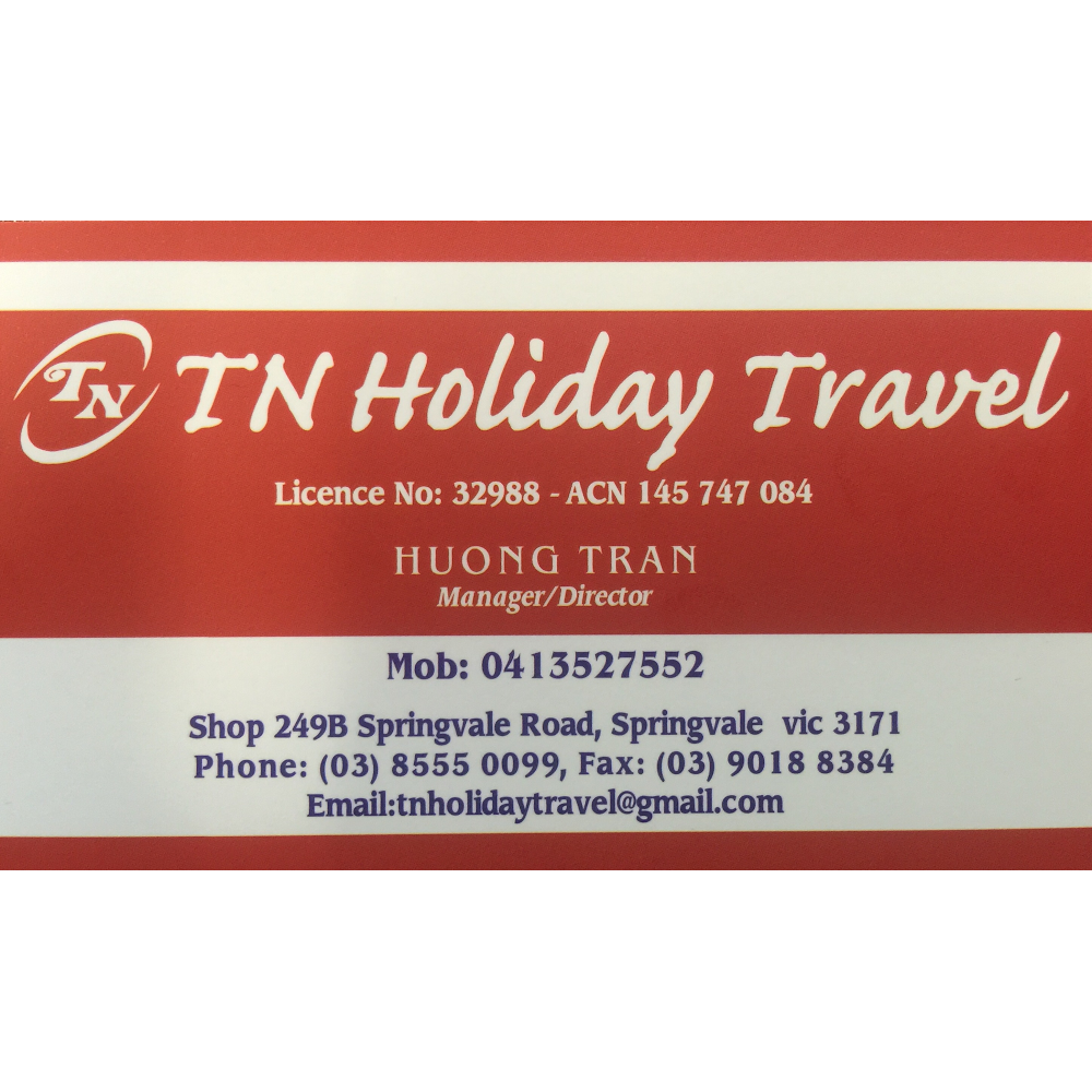 TN Holiday Travel | travel agency | 249B Springvale Rd, Springvale VIC 3171, Australia | 0385550099 OR +61 3 8555 0099