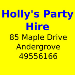 Hollys Party Hire | 85 Maple Dr, Andergrove QLD 4740, Australia | Phone: (07) 4955 6166