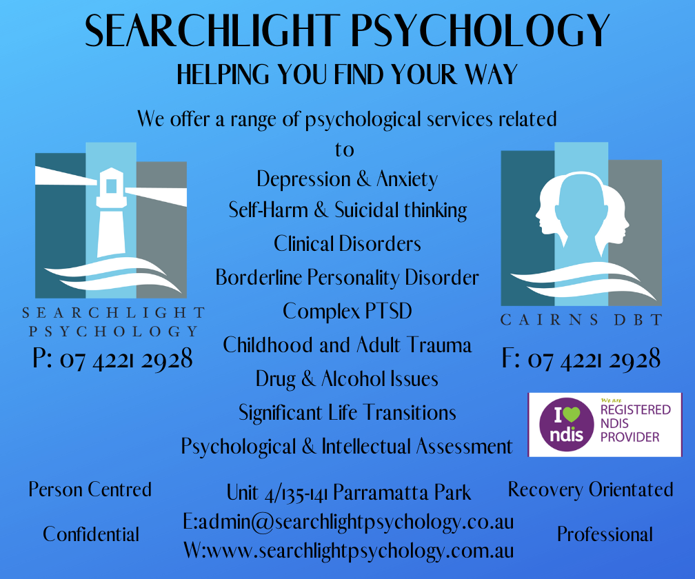 Searchlight Psychology | Unit 4/135-141 Martyn St, Parramatta Park QLD 4870, Australia | Phone: (07) 4221 2928