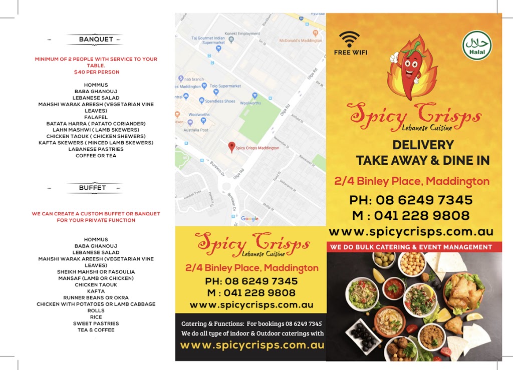 Spicy Crisps Maddington | restaurant | 2/4 Binley Pl, Maddington WA 6109, Australia | 0862497345 OR +61 8 6249 7345