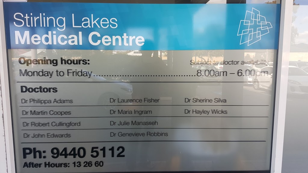 Stirling Lakes Medical Centre | doctor | 1/734 Karrinyup Rd, Stirling WA 6021, Australia | 0894405112 OR +61 8 9440 5112