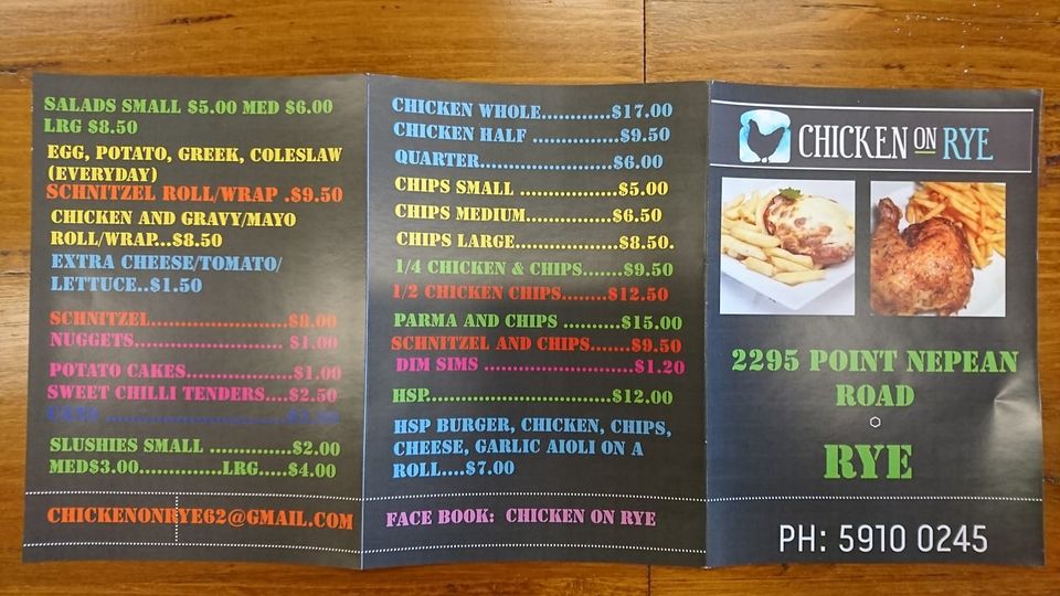 Chicken on Rye | restaurant | 2295 Point Nepean Rd, Rye VIC 3941, Australia | 0359100245 OR +61 3 5910 0245