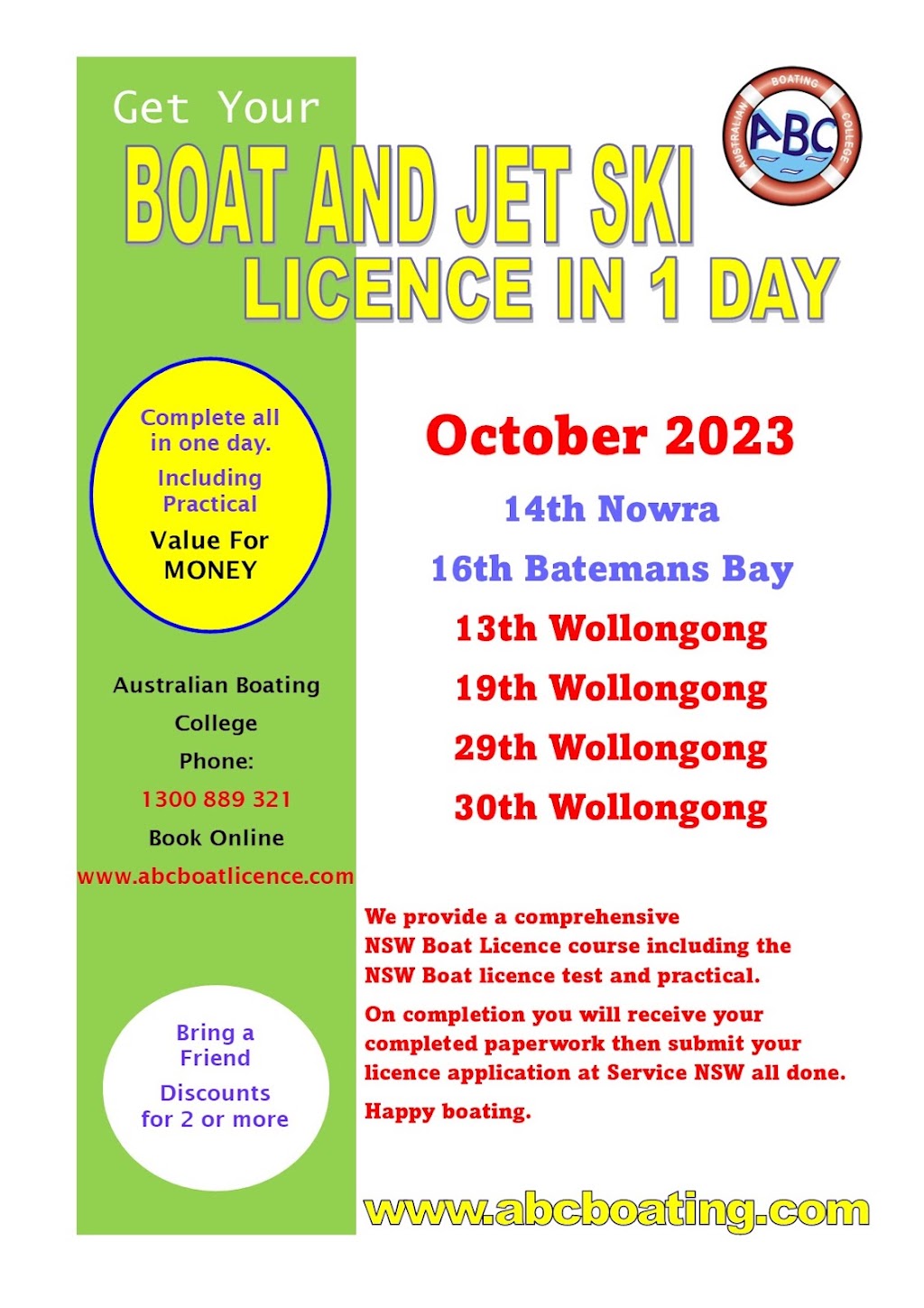 Wollongong - Boat & PWC Licence | 5 Wilkinson St, Berkeley NSW 2506, Australia | Phone: 1300 889 321