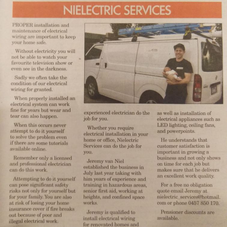 Nielectric Services | electrician | 5 Jeeralang Ave, Newborough VIC 3825, Australia | 0457850170 OR +61 457 850 170