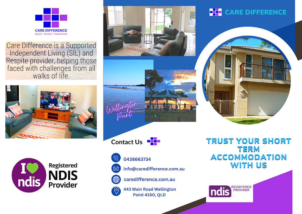 Care Difference |  | 443 Main Rd, Wellington Point QLD 4160, Australia | 0438663734 OR +61 438 663 734