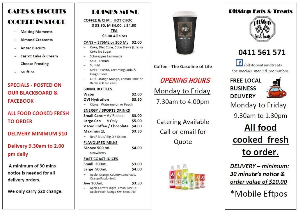 PitStop Eats & Treats | meal takeaway | 344 Mann St, North Gosford NSW 2250, Australia | 0423334465 OR +61 423 334 465