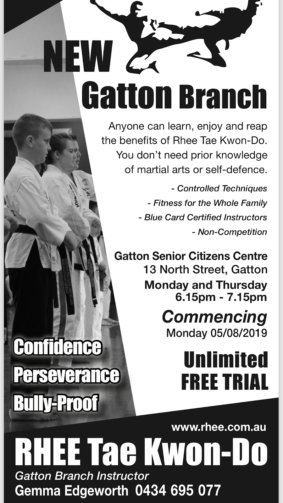 Rhee Tae Kwon-Do Gatton | 13 North St, Gatton QLD 4343, Australia | Phone: 0434 695 077