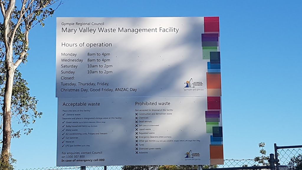 Mary Valley Waste Management Facility |  | 544 Kandanga Imbil Rd, Imbil QLD 4570, Australia | 1300307800 OR +61 1300 307 800
