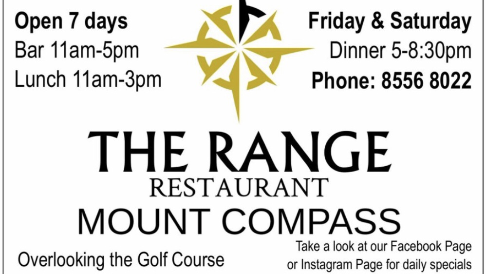 The Range Restaurant at Mount Compass | restaurant | George Francis Dr, Mount Compass SA 5210, Australia | 0885568022 OR +61 8 8556 8022