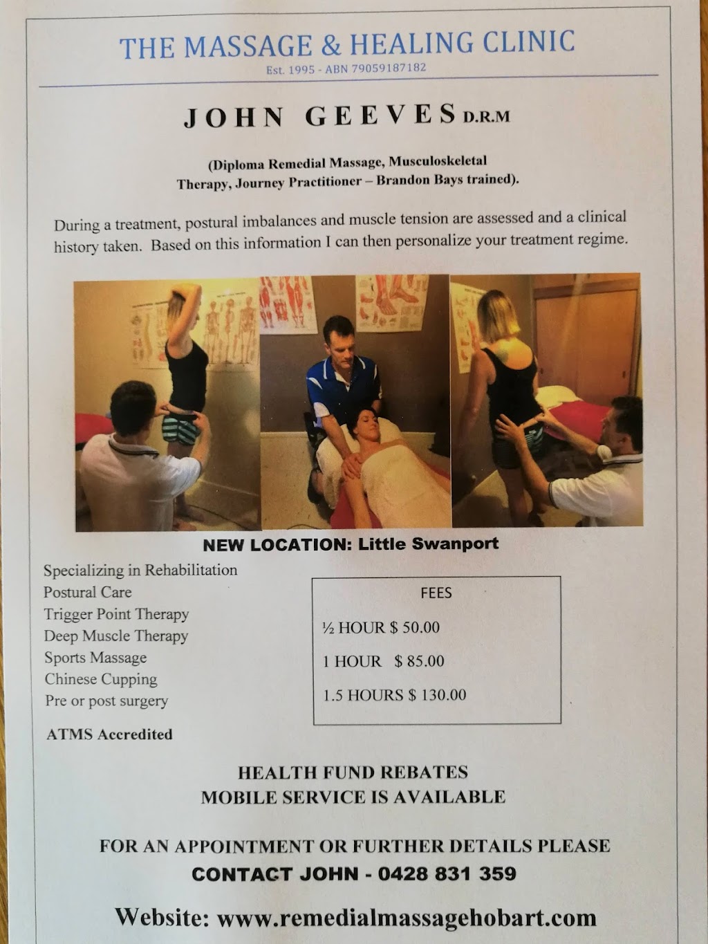 The Massage & Healing Clinic | 10746 Tasman Hwy, Little Swanport TAS 7190, Australia | Phone: 0428 831 359