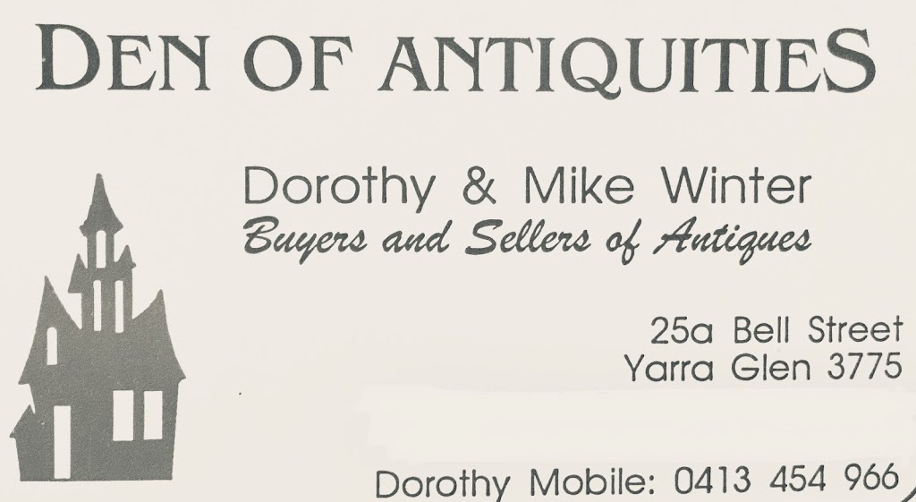 Den of Antiquities | furniture store | 25A Bell St, Yarra Glen VIC 3775, Australia | 0413454966 OR +61 413 454 966