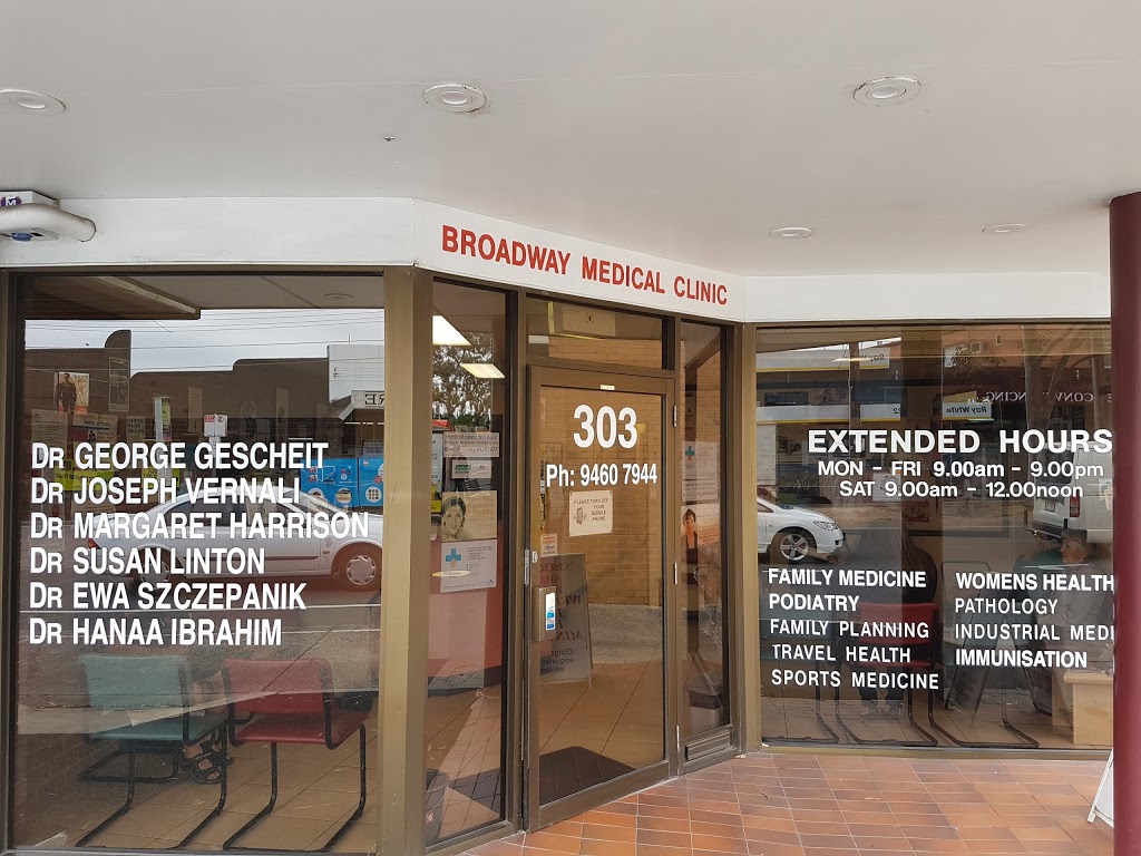 Broadway Medical Clinic-Dr.Harrison Margaret (303 Broadway) Opening Hours