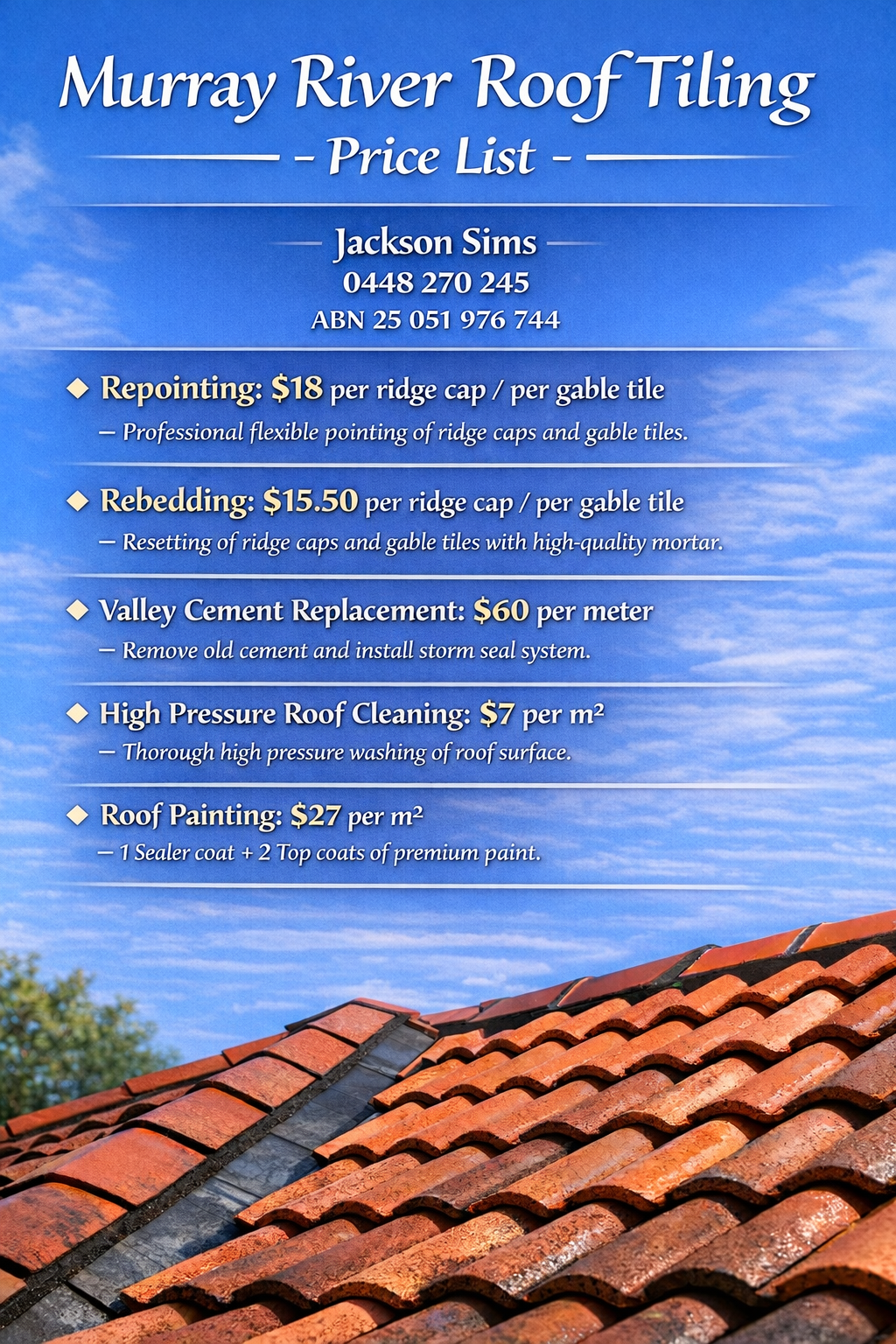 Murray River Roof Tiling | 7 Charles Ct, Yarrawonga VIC 3730, Australia | Phone: 0448 270 245