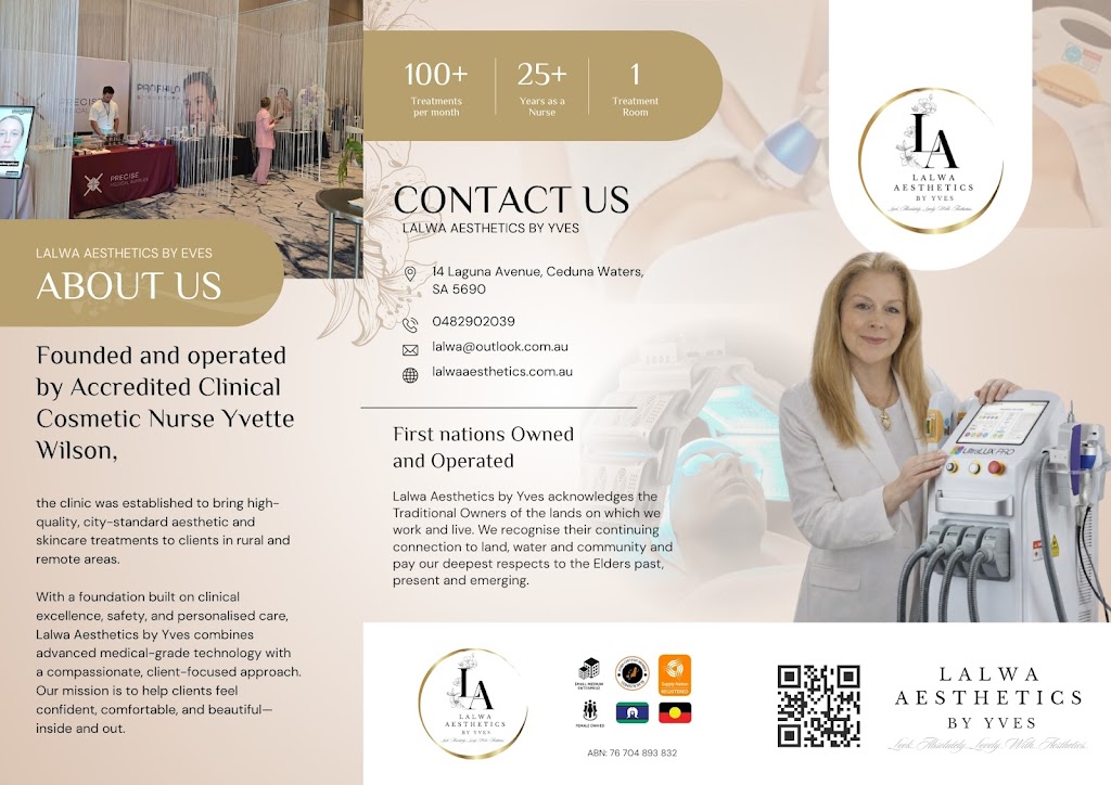 Lalwa Aesthetics by Yves | 14 Laguna Ave, Ceduna Waters SA 5690, Australia | Phone: 0482 902 039