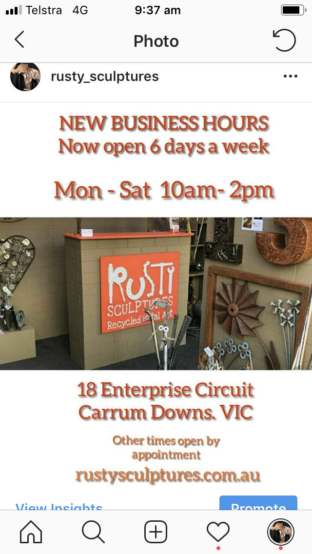 Rusty Sculptures | home goods store | Showroom open by Appointment, 18 Enterprise Cct, Carrum Downs VIC 3201, Australia | 0419432454 OR +61 419 432 454