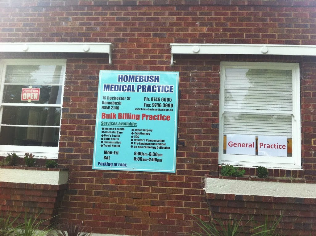 Homebush Medical Practice | 16 Rochester St, Homebush NSW 2140, Australia | Phone: (02) 9746 6005