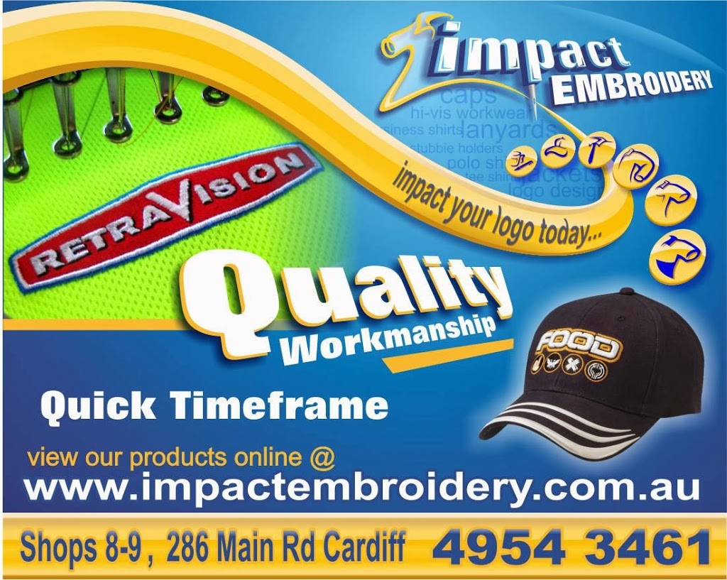 Impact Embroidery | 286 Main Rd, Cardiff NSW 2285, Australia | Phone: (02) 4954 3461