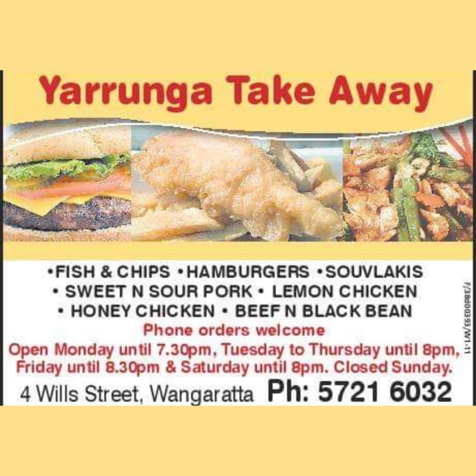 Yarrunga Take Away | meal takeaway | 2/4 Wills St, Wangaratta VIC 3677, Australia | 0357216032 OR +61 3 5721 6032
