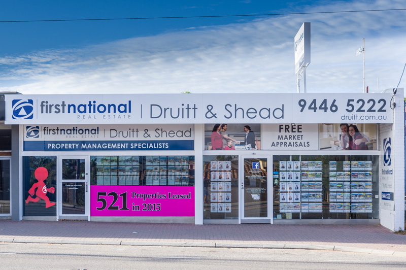 First National Real Estate Druitt & Shead | real estate agency | 193A Scarborough Beach Rd, Doubleview WA 6018, Australia | 0894465222 OR +61 8 9446 5222