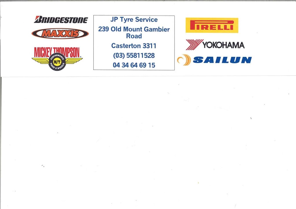 JP Tyre Service | 239 Old Mt Gambier Rd, Casterton VIC 3311, Australia | Phone: (03) 5581 1528
